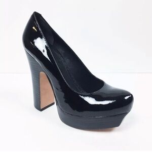 Alice & Olivia Ronan Leather Black Platform Heel 7